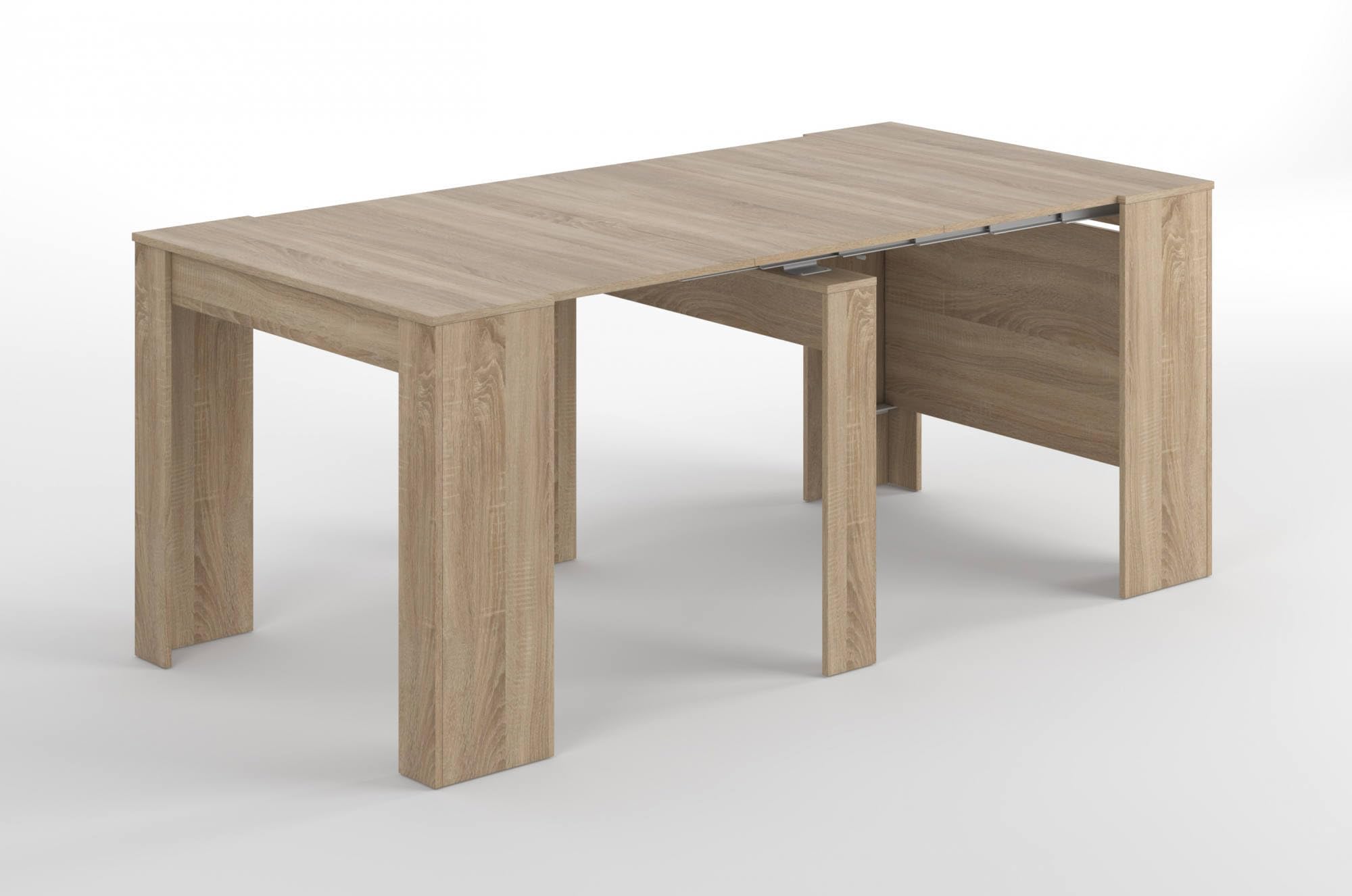 Dmora - Consolle allungabile Compton, Tavolo da pranzo allungabile, Ripiano con allunghe multiuso estensibile fino a 10 posti, 51/237x90h78 cm, Rovere