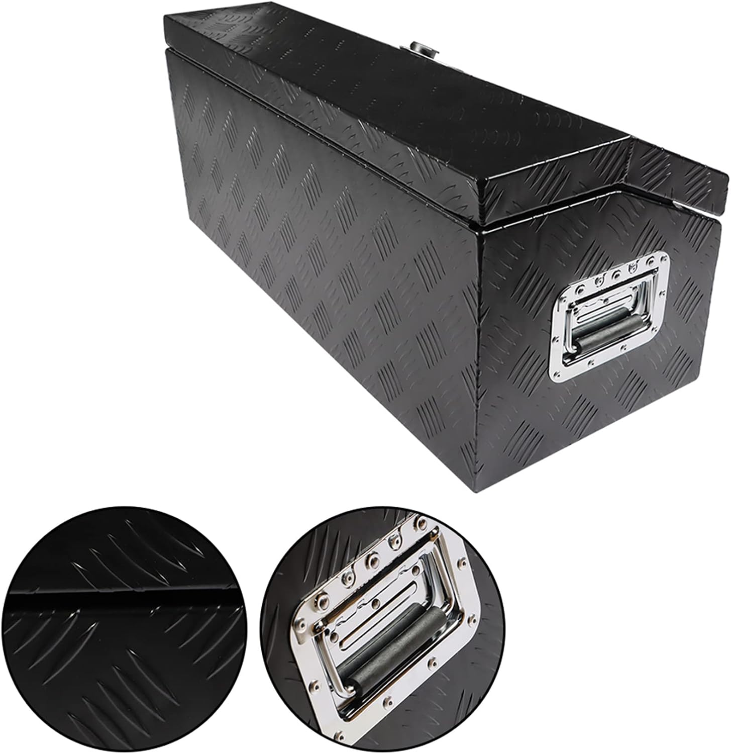 Silscvtt 30 Inch Aluminum Trailer Tongue Tool Box Trailer Tongue Box Chest Box Replacement for Pickup Truck ATV Underbody RV Storage Box Organizer With Lock Key (Black)