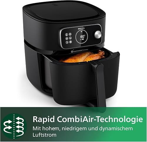 Philips Airfryer Combi Série 7000 - Air Fryer 8.3L, 22-en-1, connecté, Technologie RapidAir, jusqu'à 90% de matières grasses en moins, Application HomeID, coloris Noir (HD9876/90) - 4
