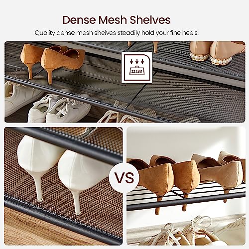 VASAGLE 8 Tier Shoe Rack, Shoe Organizer for Closet, Entryway, 32-40 Pairs of Shoes, Large Shoe Rack Organizer with 7 Metal Mesh Shelves, 11.8 x 39.4 x 59.8 Inches, Rustic Brown and Black ULBS012B01 - Image 6