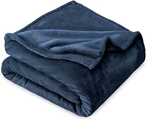 VAS COLLECTIONS Premium Plush Double Blanket | 300 GSM?Lightweight?Cozy Soft for Bed, Sofa, Couch, Travel & Camping| 220x230 cm or 86x90 inches | Blue|Polyester