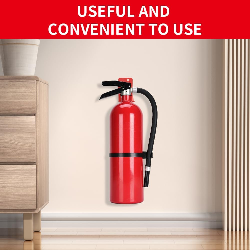 Quixleen 4 Packs Fire Extinguisher Mount Fire Extinguisher Bracket Fire Extinguisher Wall Mount Contain Screws Washers Adjustable for All Extinguishers with Valve Body Slots, Red, 22356367