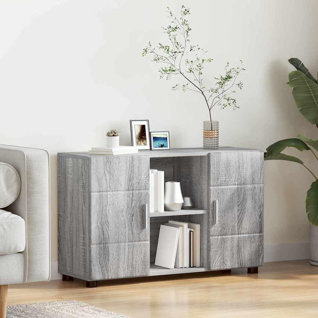 Florin, credenza in robusto legno, 88,5 x 30,5 x 55,5 cm, grigio sonoma, con ampio spazio di archiviazione, opaca, versatile, per soggiorno, casa, ufficio e camera familiare