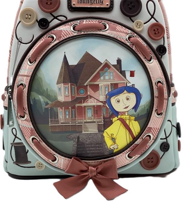 Loungefly Coraline Garden Party Mini Backpack – Officially Licensed, Faux Leather, Zippered Pockets3