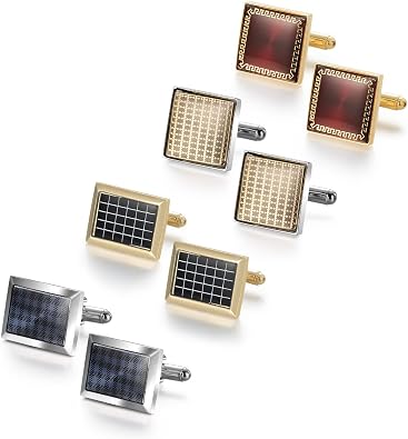 wynameleri Cufflinks Set 4 Pairs for Men, Business Formal Shirts Buttons Cuff Link Packed in Case