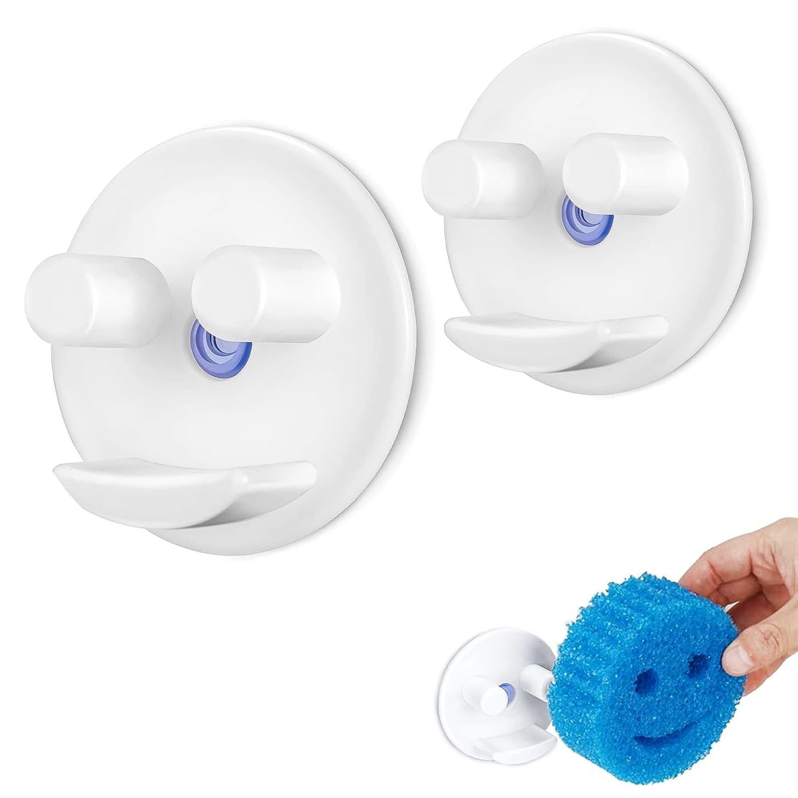 2 Piezas Porta Estropajos Fregadero, Soporte Esponja Fregadero con Ventosa, Estropajo Smiley Organizador, Soporte Esponja Cocina(Esponjas No Incluidas)