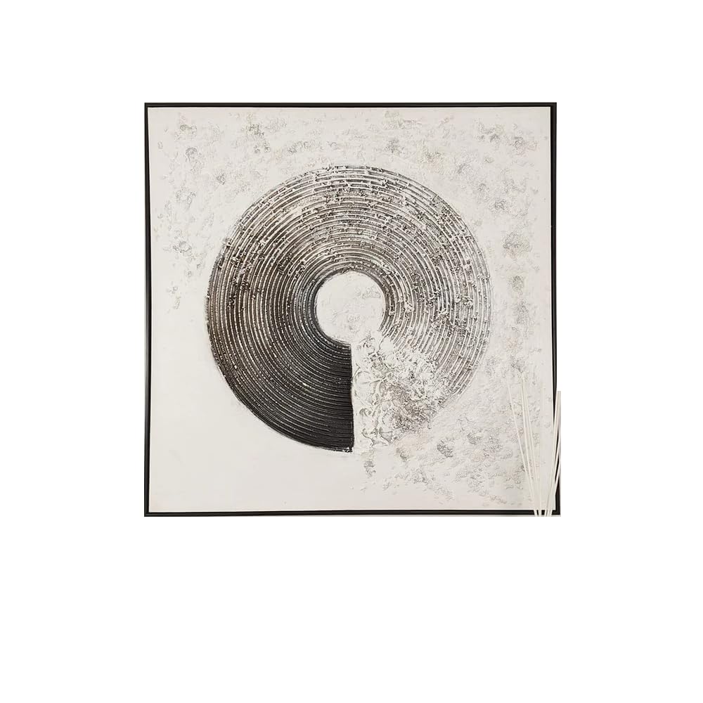 Rowen Homes Monochromatic Westborne Framed Canvas Wall Art (100X100cm) - Monochrome Spiral Textured Canvas Wall Decor - Modern Painting Artwork For Hallway, Living Room Or Bedroom - Luxury Interiors