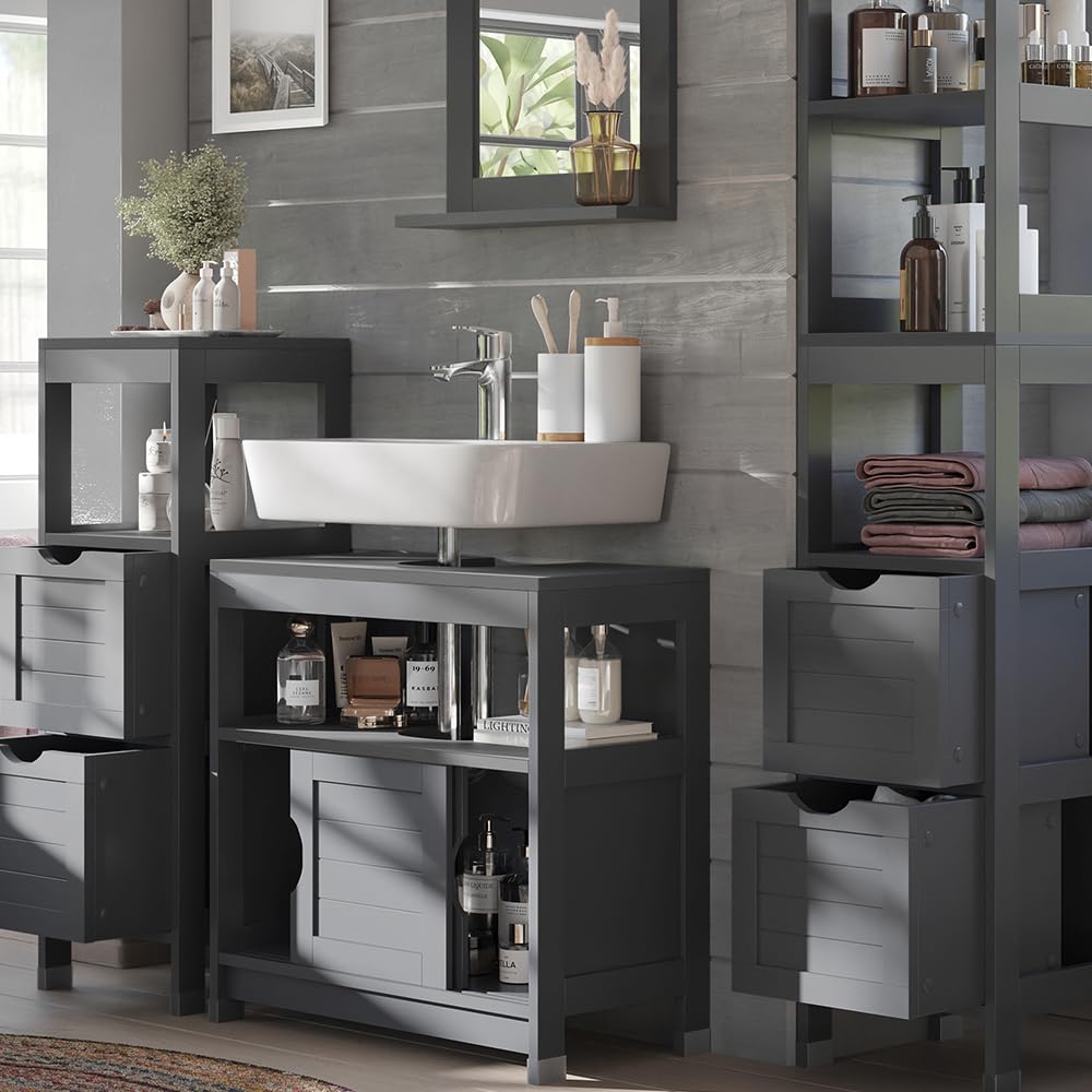 Vicco Set di mobili da bagno Vilda, Grigio 60 cm