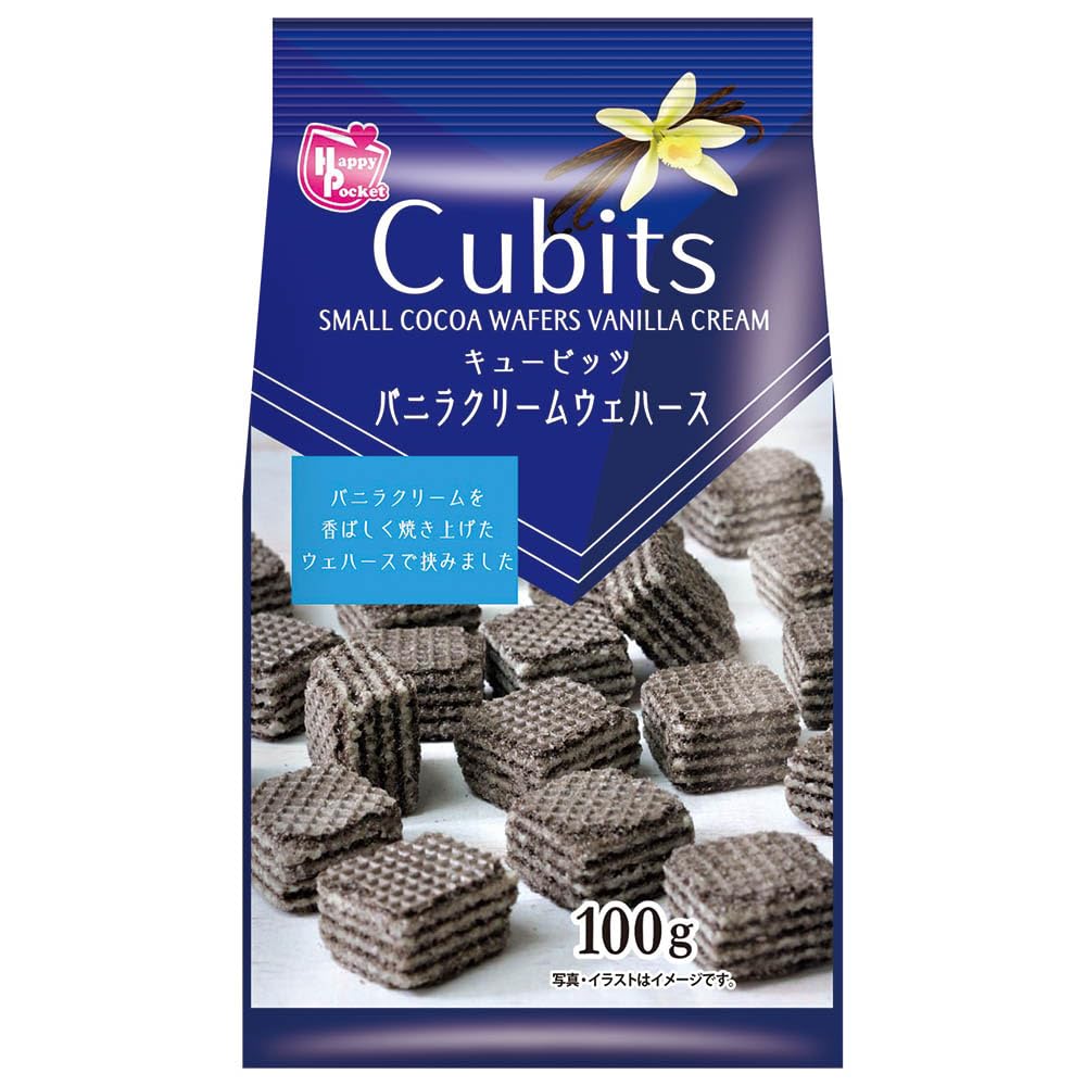 ハッピーポケット キュービッツバニラクリームウェハース 100g×12個