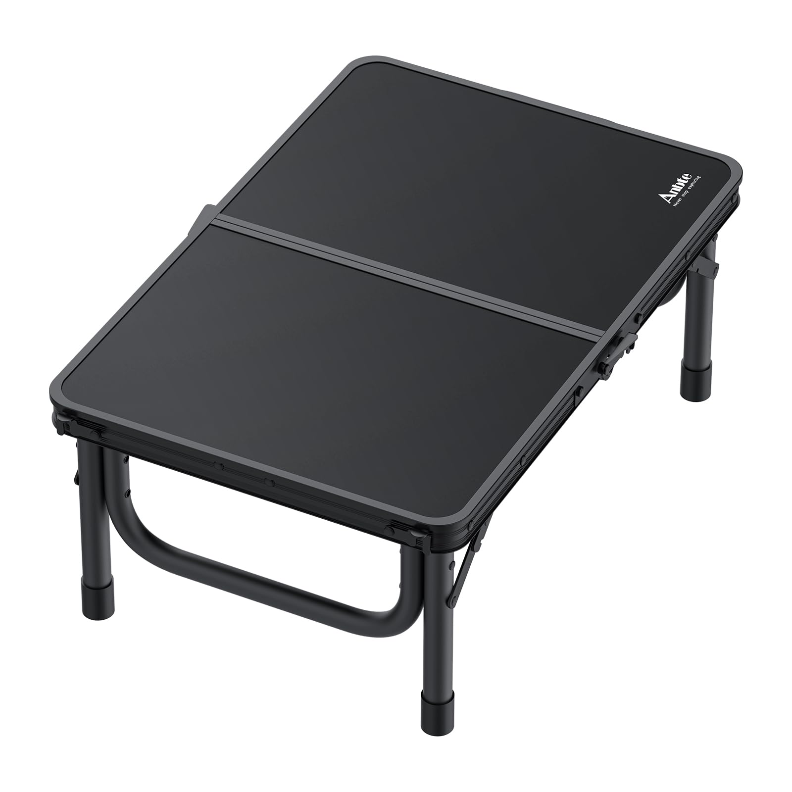 Anbte Mesa Plegable Camping 59x40x26/48/70cm Ajustable Altura Mesas de Acampada Portátil Mesa Playa Aluminio Impermeable Negro para Terraza Playa Exterior BBQ