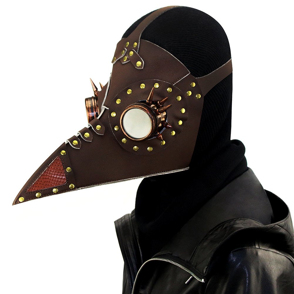 Dajingkj Plague Doctor Mask Steampunk PU Leather Long Nose Bird Beak Half Plague Mask Adjustable Scary Halloween Mask Costumes Props