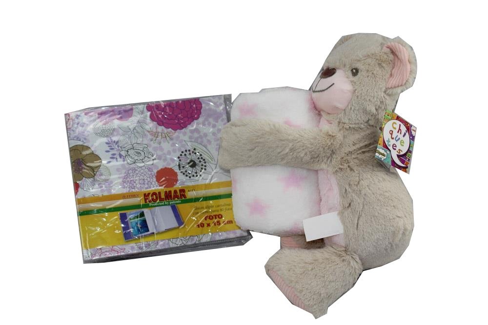 DRW - Cesta - Canastilla de Regalo niña recién Nacida con Ropa, Set de baño y albúm de Fotos
