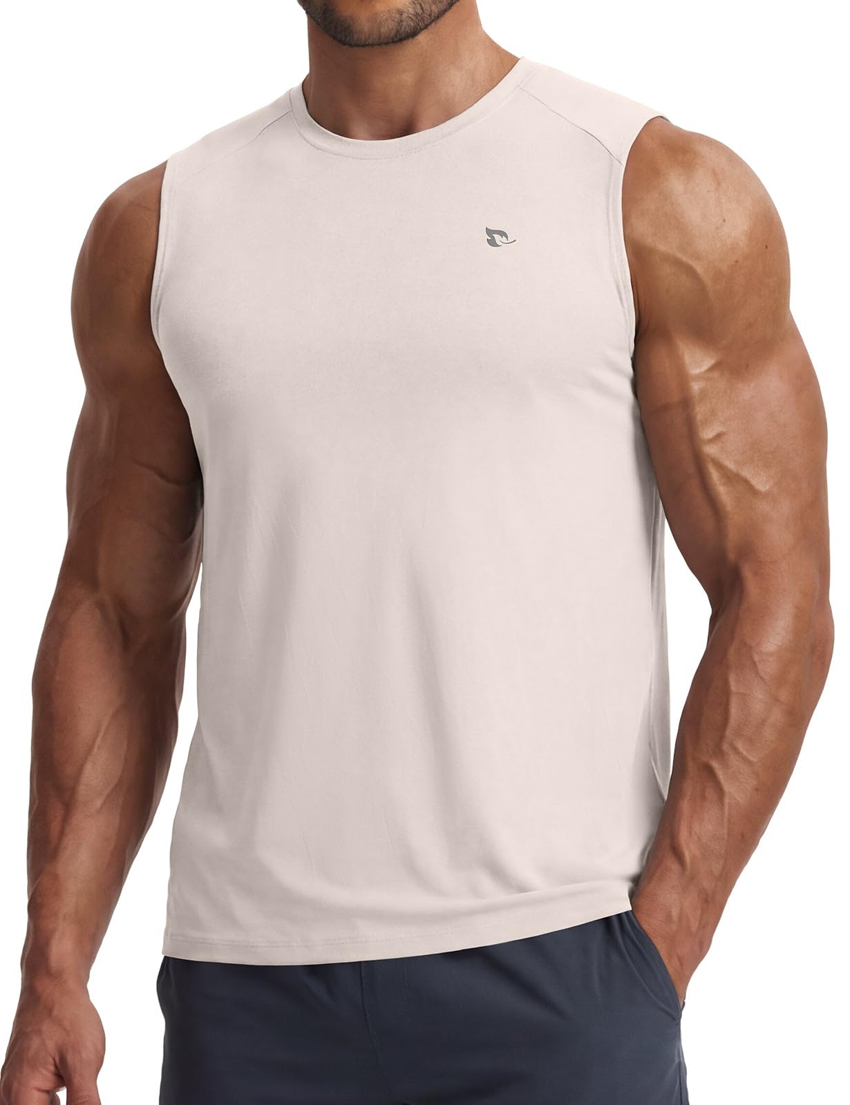 - Men's Sleeveless Tank Tops Workout Muscle T Shirts Quick Dry Sun Protection UPF 50+ Athletic Gym Sport Shirts