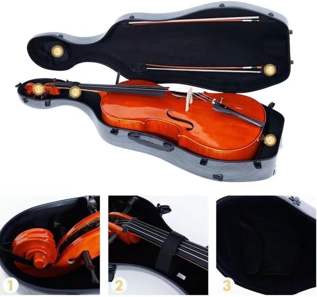 チェロケース チェロギグバッグ 炭素繊維 4/4サイズ キャスター付き