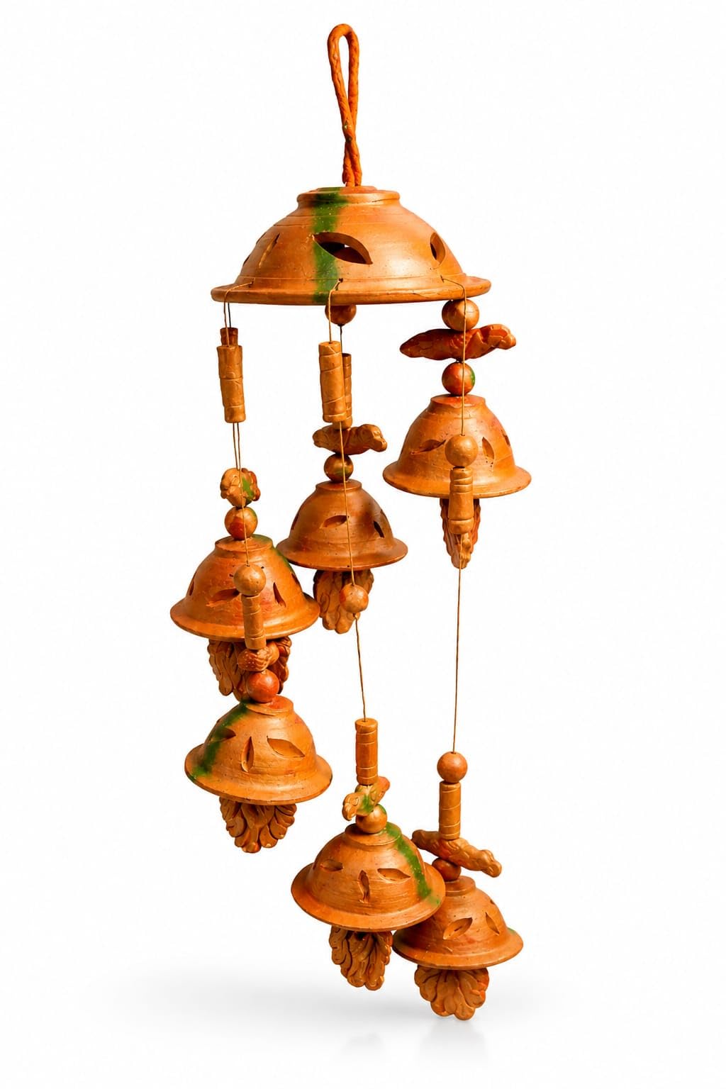 Handmade Terracotta Wind Chime 6 Bells | Clay Hanging Bell for Home, Balcony & Garden | Traditional Decorative Wall & Door Hanging | Eco-Friendly Rustic Home Décor-image-37