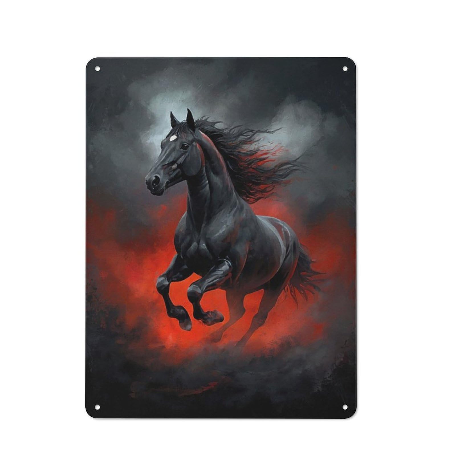 Junmoney Black Stallion Rustic Tin Sign 40X30cm Featuring For Garage Or Workshop, For Updating Garage And Workshop After Moving