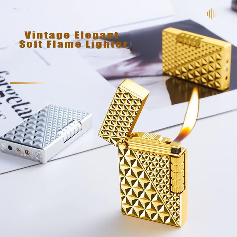 Encendedor de gas butano metal ultradelgado plateado miniatura 4