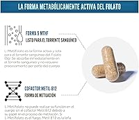 Vista 5 de L Metilfolato 15mg Plus Metil B12 Cofactor – Alta Potencia, Forma Activa 5-MTHF - Apoya el Estado de Ánimo, la Metilación, la Cognición – Formas