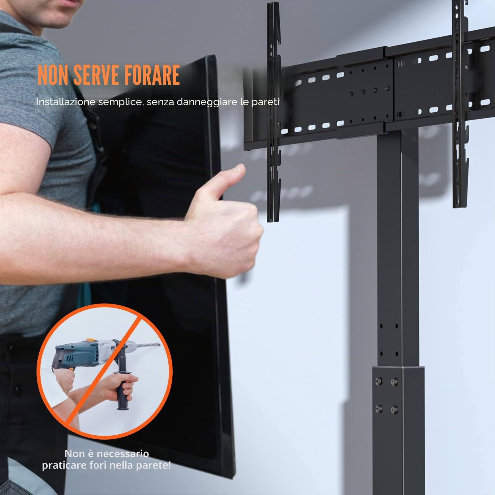 VEVOR Supporto TV Girevole per TV da 32 a 85 pollici, Supporto da Pavimento Altezza Regolabile, Capacità di Carico di 45 kg, VESA massimo 400x800 mm, per Soggiorno, Casa, Ufficio, Aula