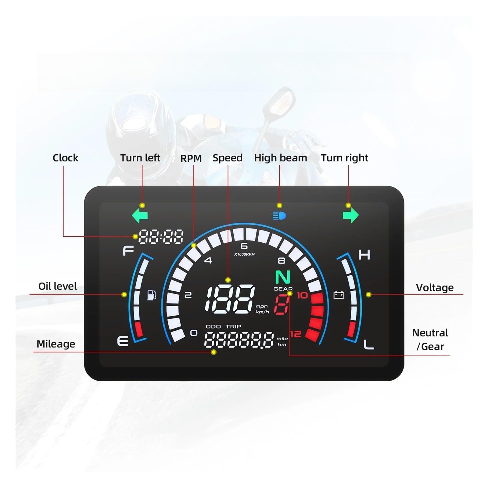 motocicletta contachilometri Tachimetro Digitale Per Moto 2023, Cruscotto Per, Misuratore Completo Per EX5 Dream/EX5 Ipowed, Indicatore Del Contagiri Per