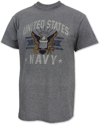 Armed Forces Gear Mens US Navy Vintage Basic Short-Sleeve T-Shirt - Licensed US Navy Shirts for Men Grey