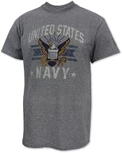 Armed Forces Gear Men's US Navy Vintage Basic Short-Sleeve T-Shirt - Licensed US Navy Shirts for Men (Grey)