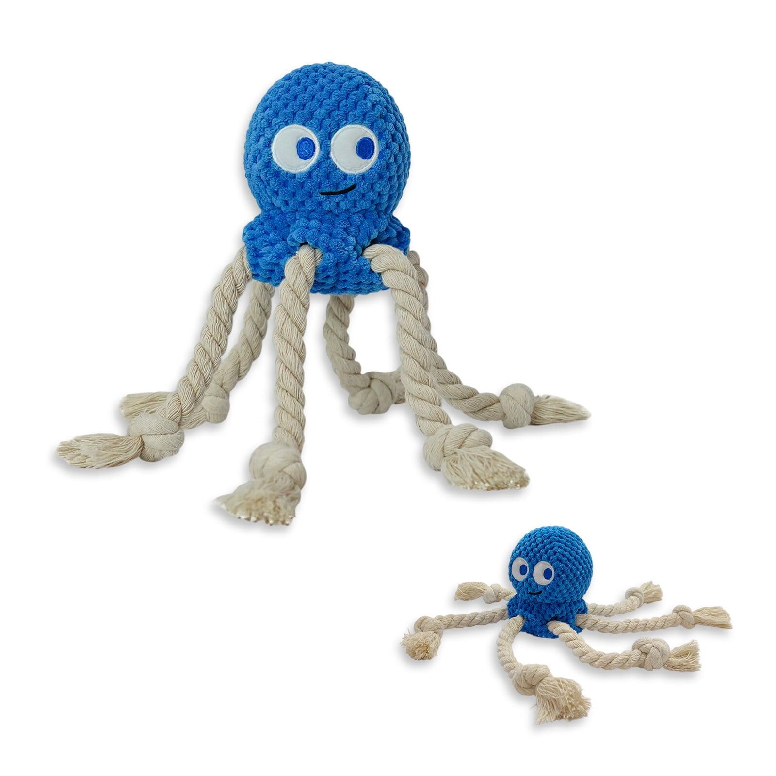 TONYFY Cute Marine Animal Dog Squeaker Chew Toys, Interactive Stuffed Cotton Plush Rope Knot Toys with Crinkle Paper- for Puppy, Small, Middle Dogs (