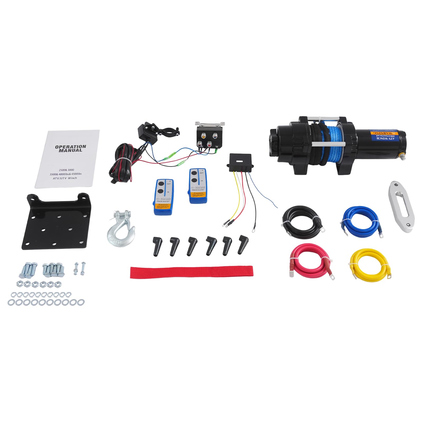Verricello elettrico 4500lbs per fuoristrada/ATV 12 V 1 m/min argano elettrico con funzione di blocco e controller, per recupero e lavori di soccorso