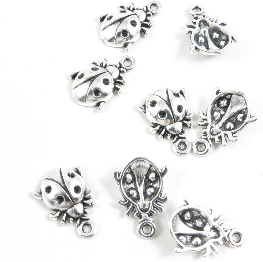 710 Pieces Antique Silver Tone Jewelry Making Charms Pendant Findings Craft Supplies Bulk Lots Arts V2ZF3 Ladybug Beetle Lady Bug
