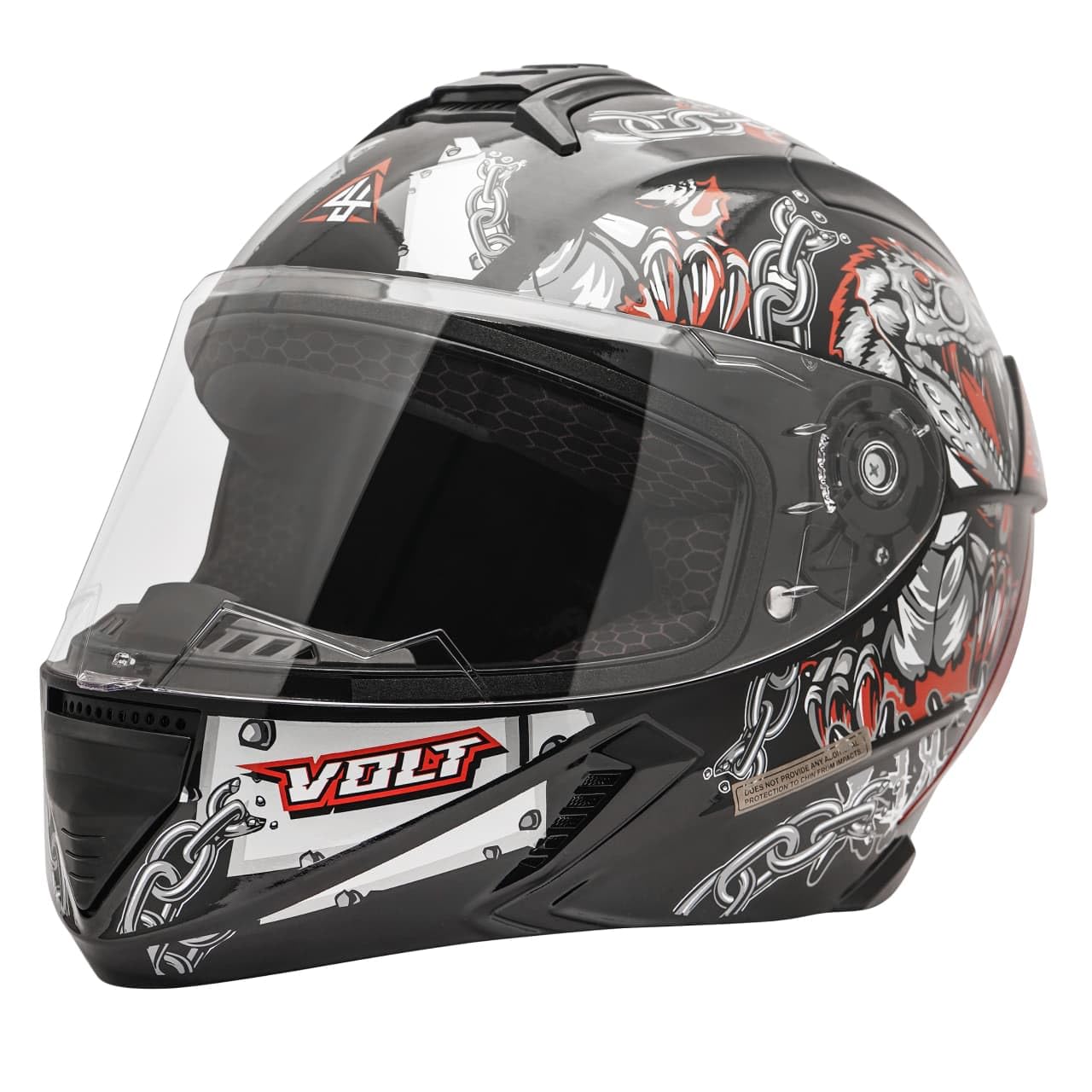 Volt DX Red Silver Full Face ISI Marked 100% ABS with Unbreakable Visor Motorbike Helmet-image-24