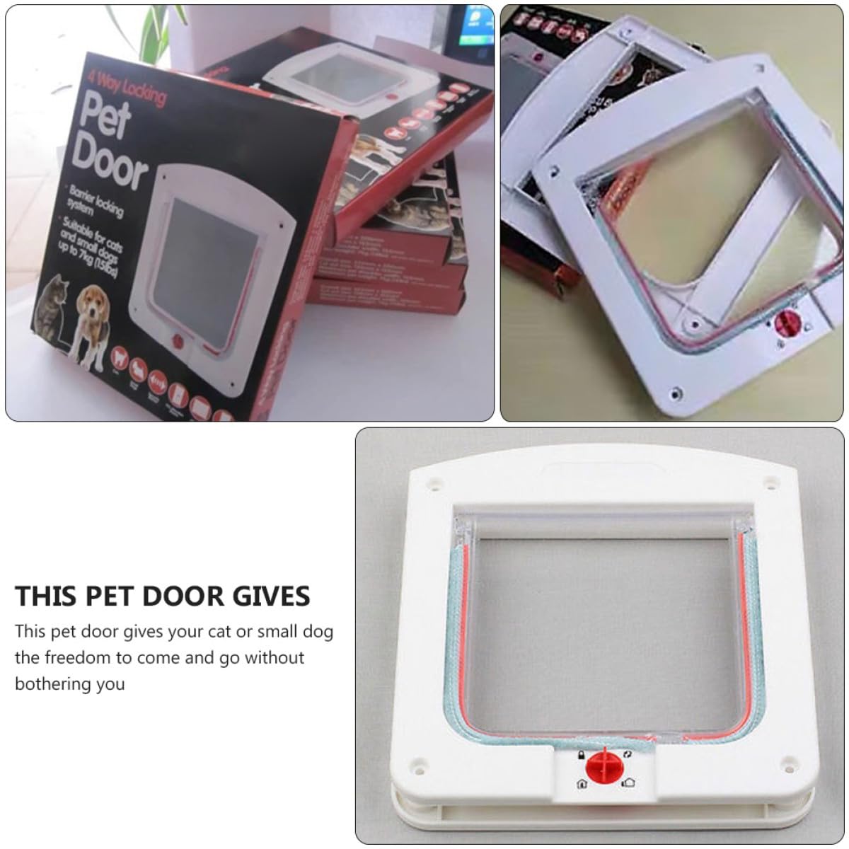Lot de 2 Chatières Murales Petites Tailles pour Chats et Petits Chiens, Portes D'entrée/Sortie Réglables Contrôle Manuel, Matériaux Légers, Blanc et Marron, Adaptées pour Portes