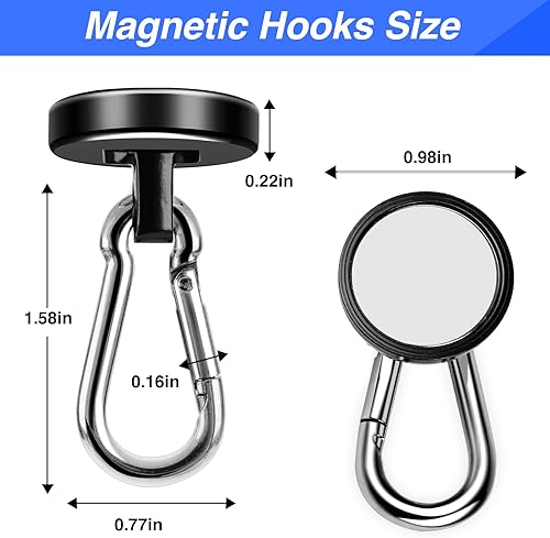 Miniatura 2 de LOVIMAG Ganchos magnéticos, ganchos magnéticos fuertes de 70 libras, imanes de neodimio negros con ganchos, ganchos magnéticos de tierras raras con