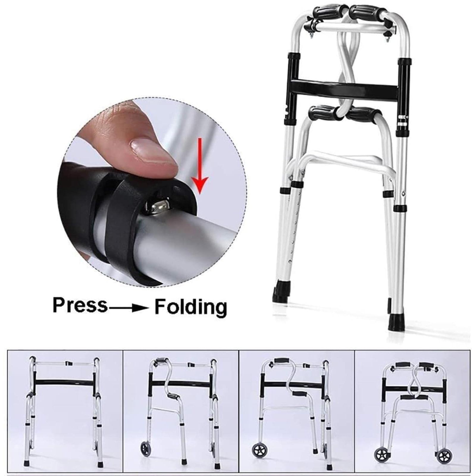 Rollator Walker Walker, aluminiowy składany wózek ułatwiający poruszanie się Rollator 2 w 1 z siedziskiem i kółkami dla osób starszych