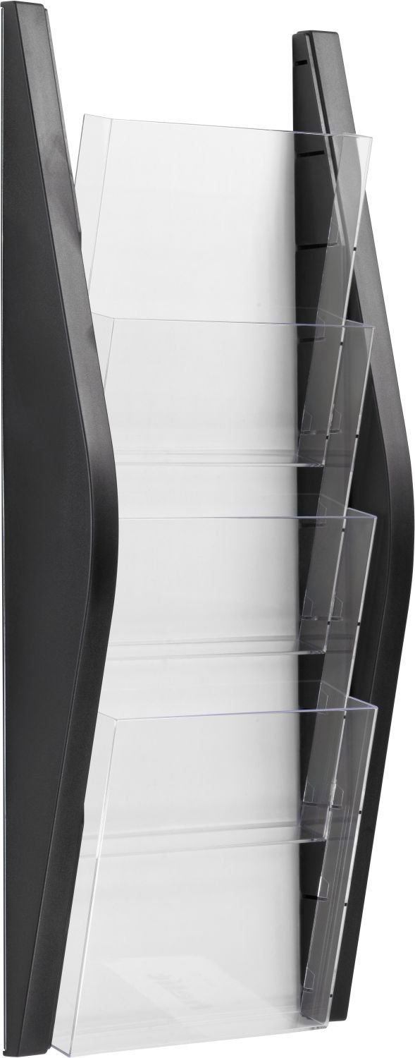helit H6270295 Wall Arch Display, 4 Pockets, DIN A5, Black