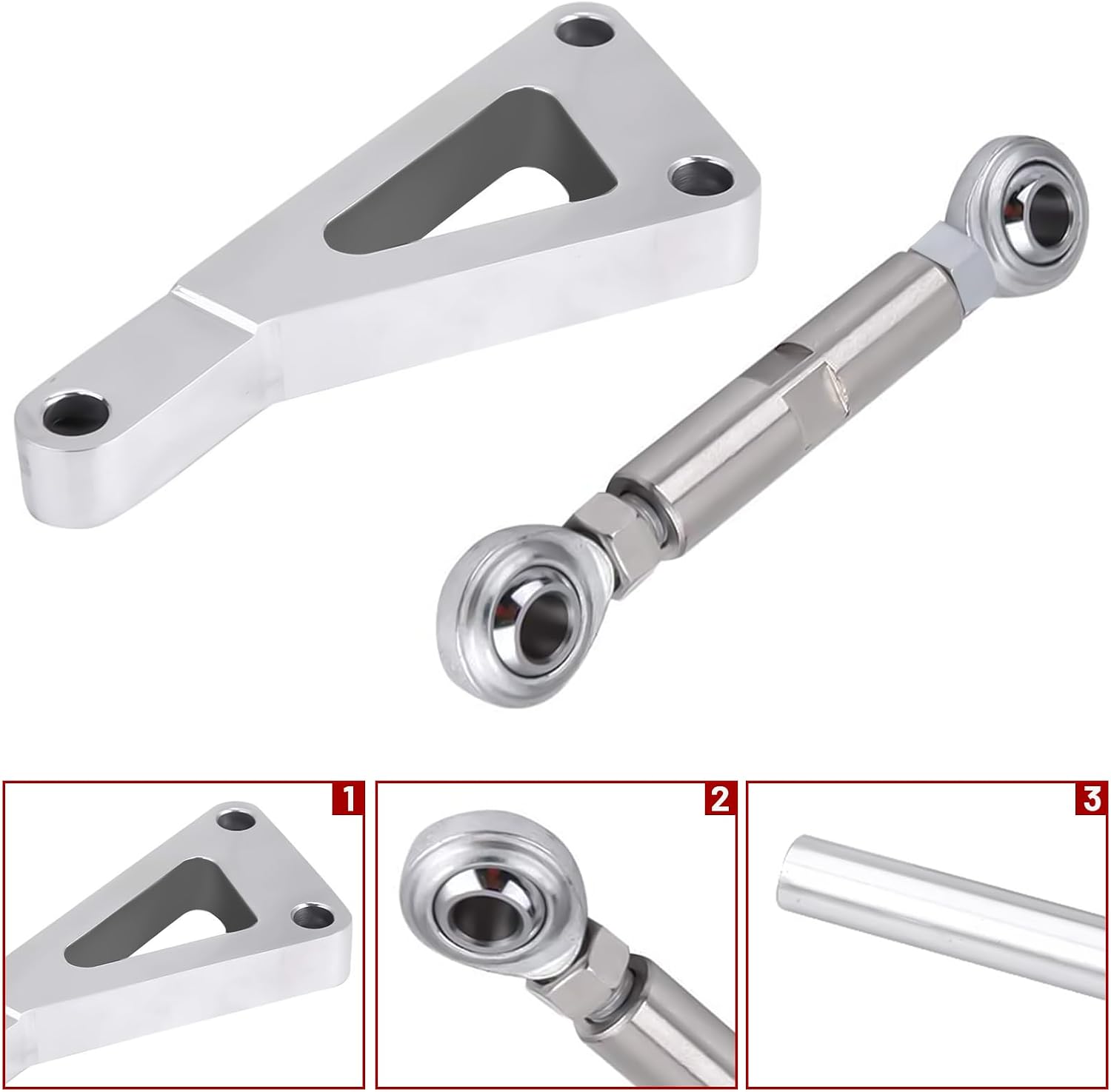 SBC Alternator Bracket Adjustable Kit, Long Water Pump Lwp Polished Aluminum Power Steering Pump Kit Compatible with Chevy SBC 305 327 350 383 5.0L 5.7L V8 Small Block Engine