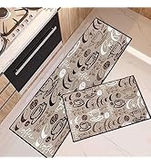 Tayney Coffee Home Kitchen Rugs and Mats Non Skid Washable Set of 2, Cute Doodle Kitchen Mats for...