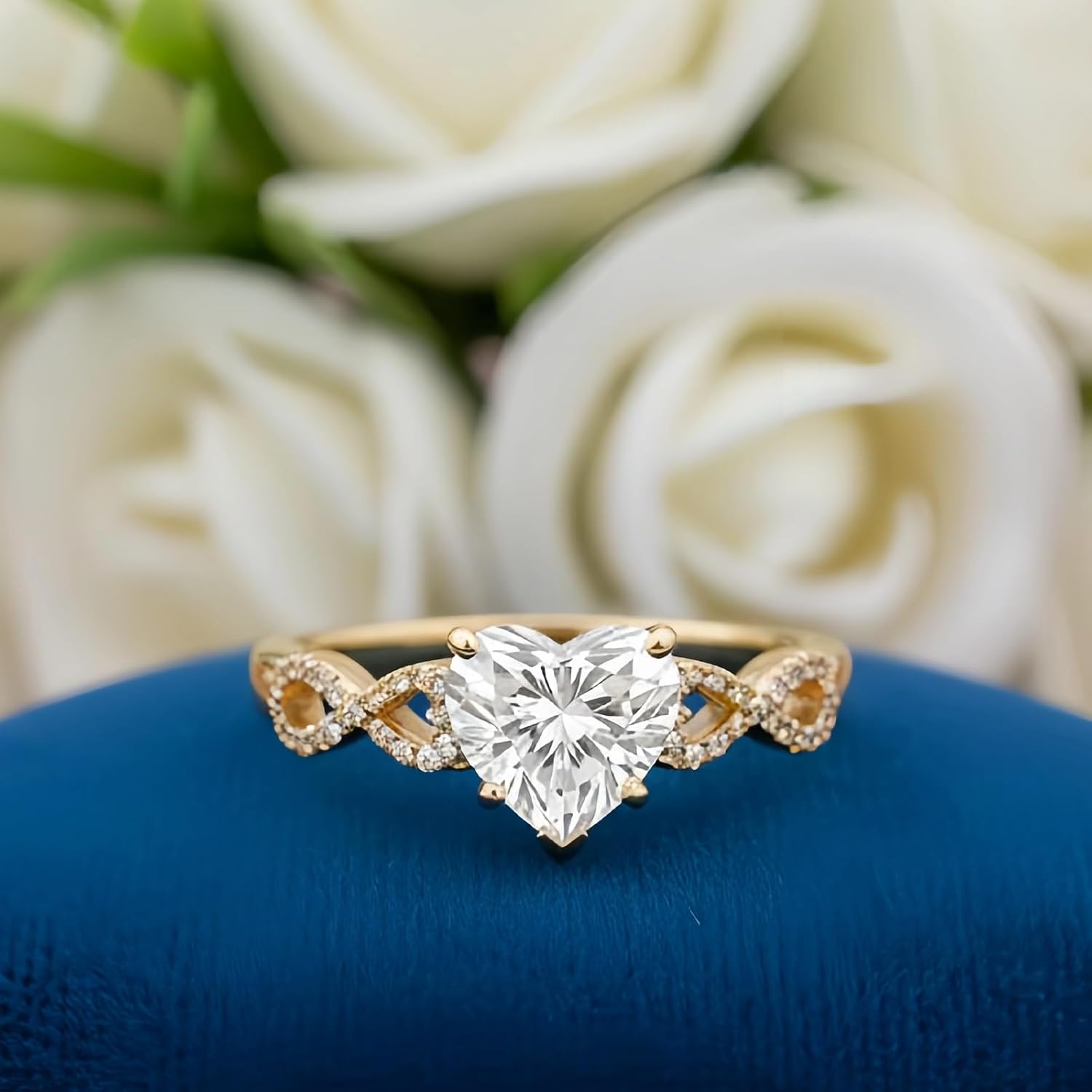 Heart Gemstone Infinity Rings for Women 10K 14K 18K Gold 2CT Gemstone Engagement Promise Anniversary Ring Jewelry Gift for Women Size 4-15