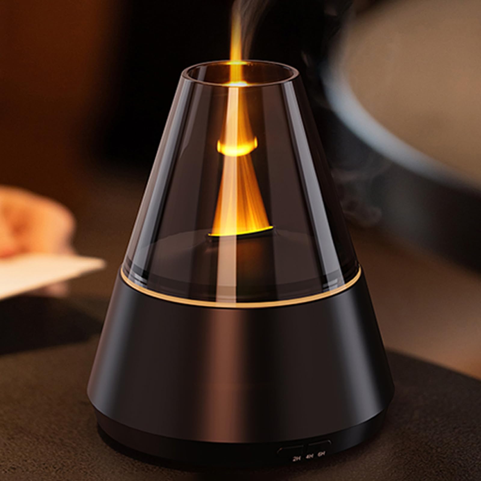 QKTYB Diffusore di Oli Essenziali Elettrico la Casa con LED 7 Colori Effetto Candela, Umidificatore Aromaterapia 3 Timer, Spegnimento Auto Vaporizzatore Oli Essenzial per Camera da Letto Ufficio Yoga