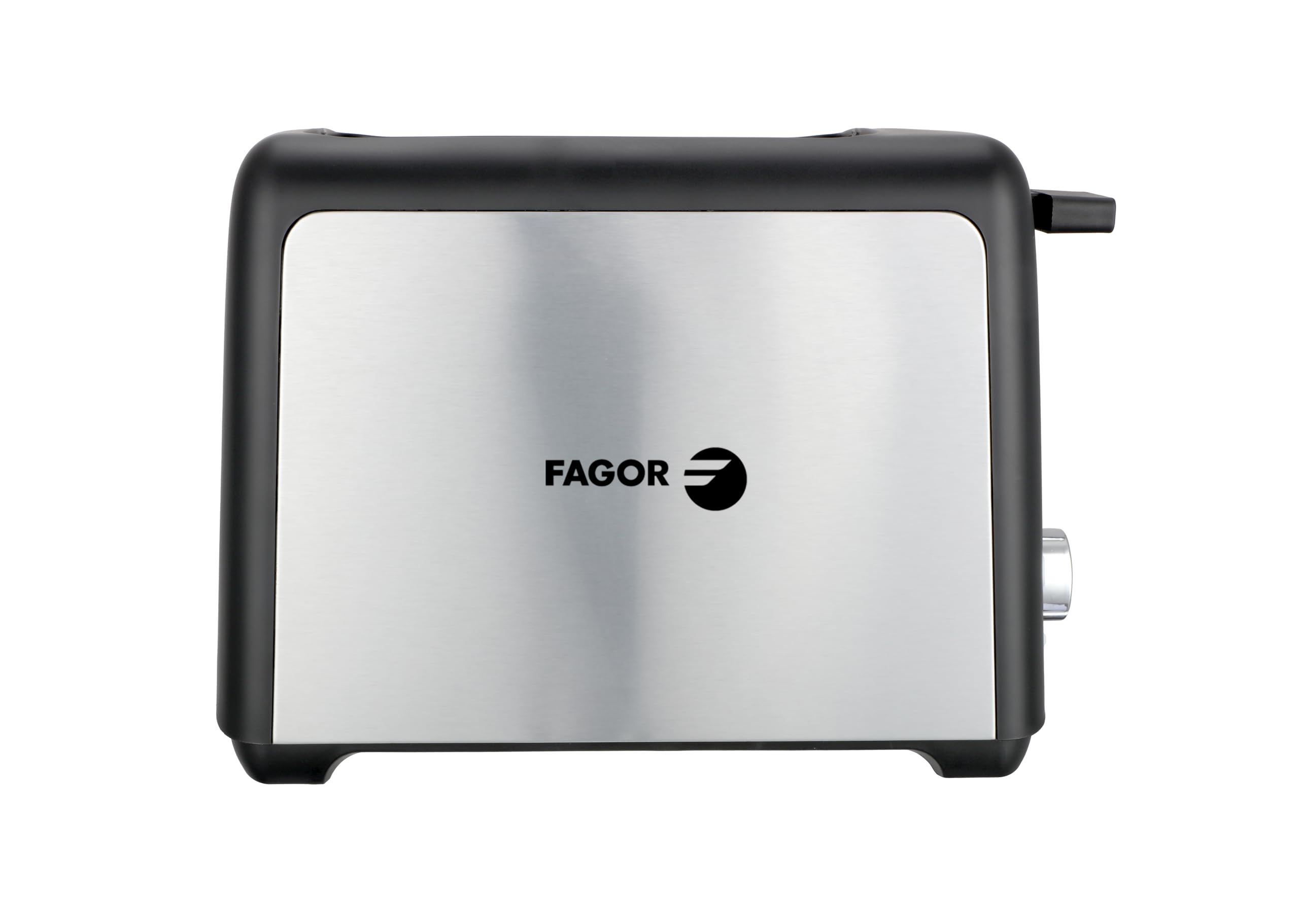 FAGOR ToastPro - Tostadora de Acero Inoxidable de Doble Ranura, 800W con 7 Niveles de Tostado, Funciones de Descongelar y Recalentar, Tostador Compacto con Bandeja Recogemigas, Gris/Plata.