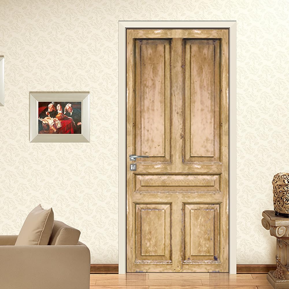 Waterproof Door Stickers Eco-Friendly Wooden Door Stickers Self-Adhesive Bedroom Wall Stickers Home Decor 30.3