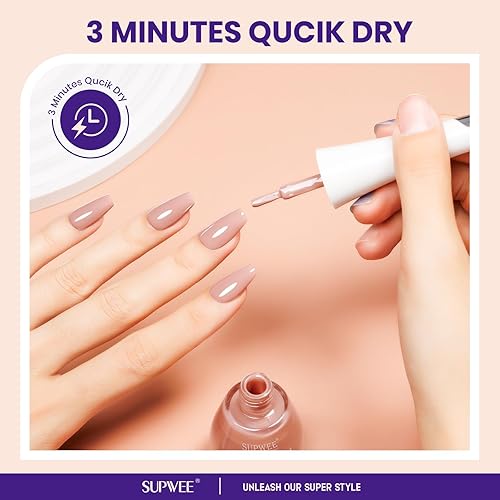 Miniatura 5 de Esmalte de uñas nude de secado rápido, 0.63 onzas líquidas, esmalte de uñas regular de secado rápido, esmalte de uñas de alto brillo para otoño,