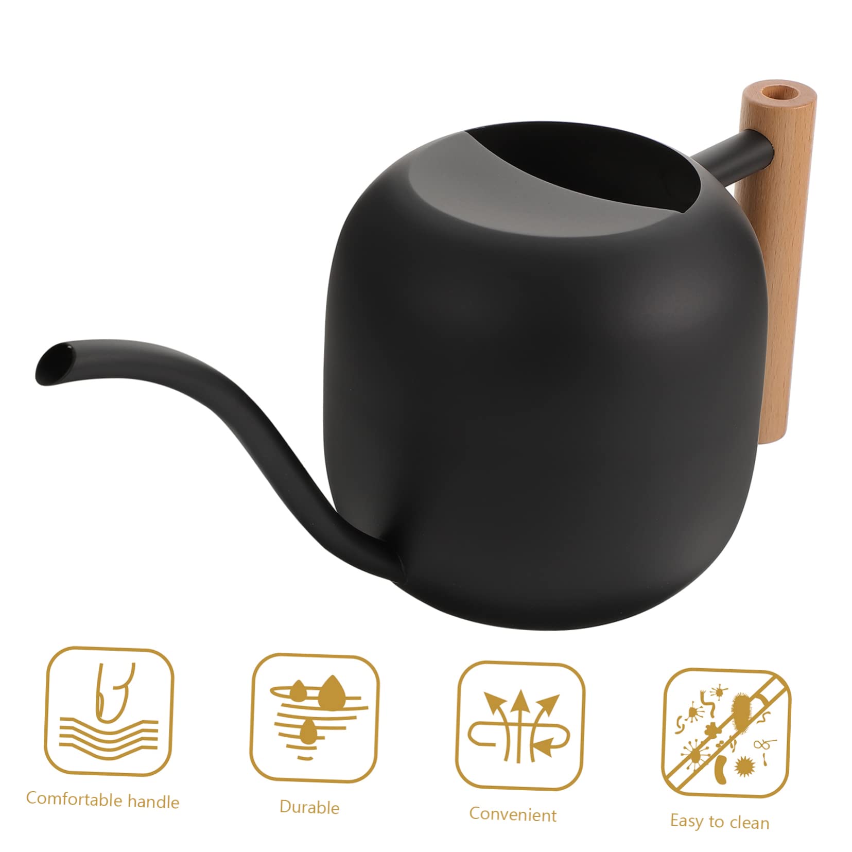 Regadera de Acero Inoxidable con Mango de Madera, Estilo Vintage para Riego en Interior y Exterior