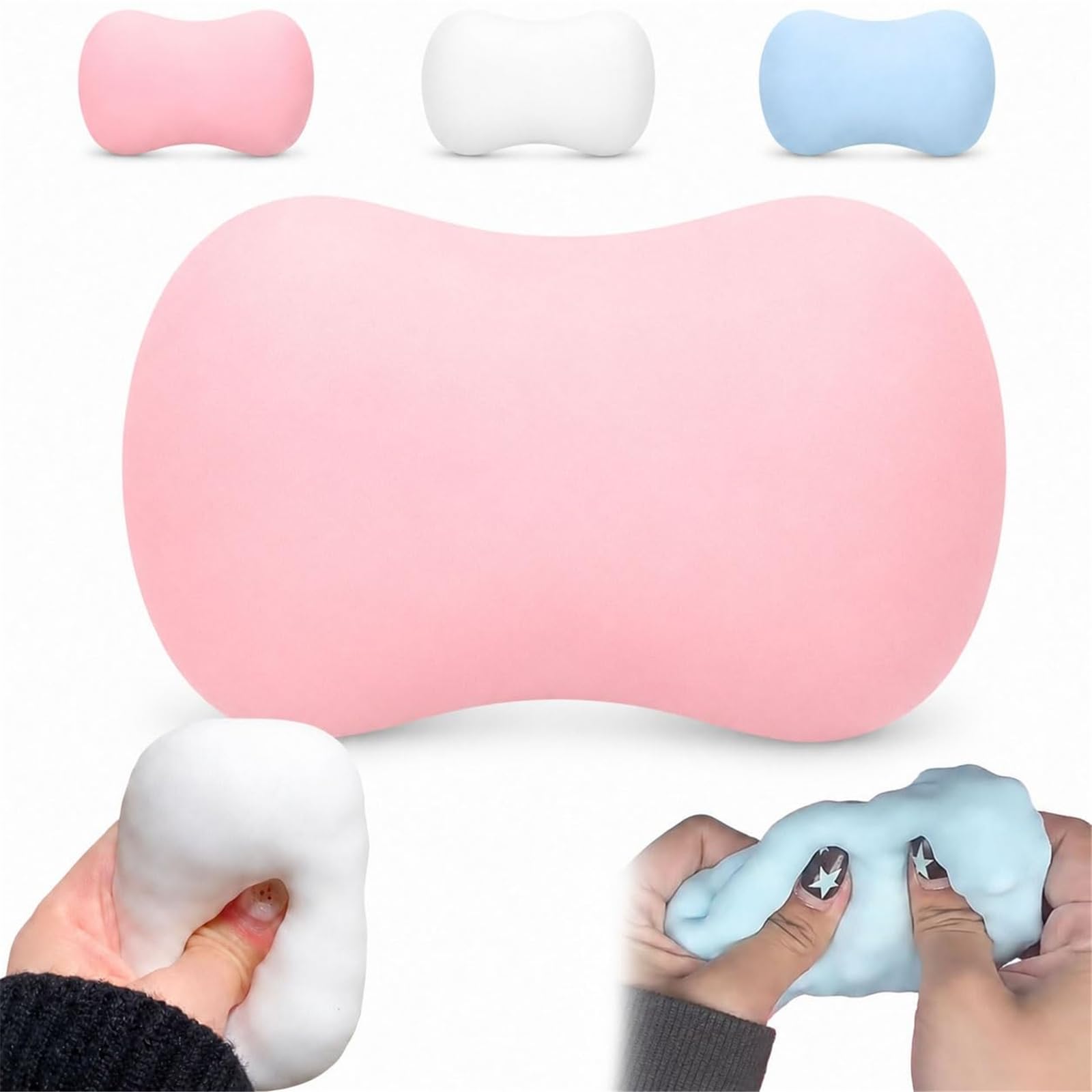 Crunchy Soap Squishy Asmr Stress Ball, Realistic Bar Soap Shape Bead-Filled Crunchy Squishy Stress Ball,Non Rebound Cute Squeeze Sensory Fidget Toy for Adults Office Anxiety Relief (Pink)