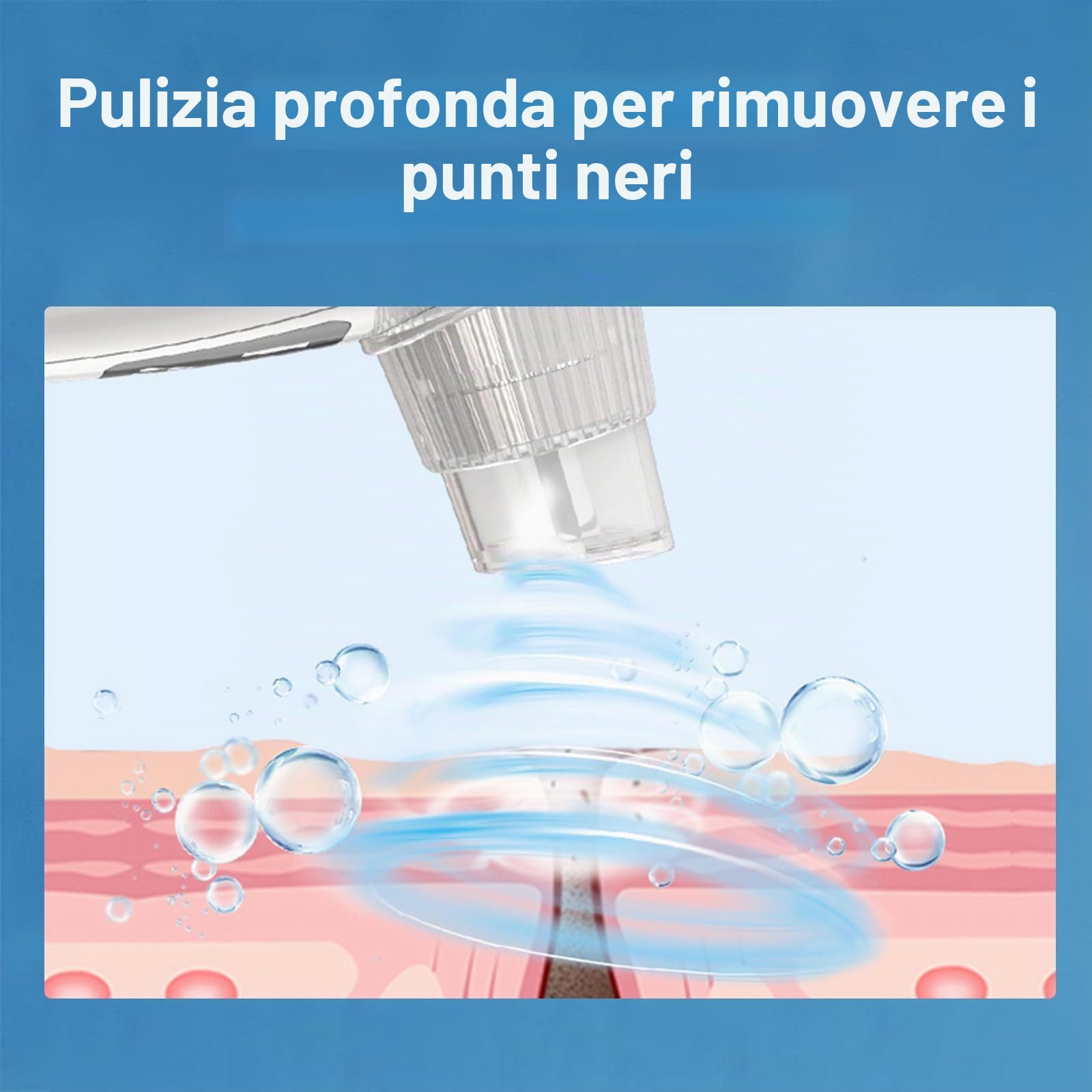 Aspiratore Punti Neri Professionale, Blackhead Remover Vacuum, Pulitore per i punti neri con 6 testine di aspirazione sostituibili per brufoli sottovuoto per la pulizia del viso, acne