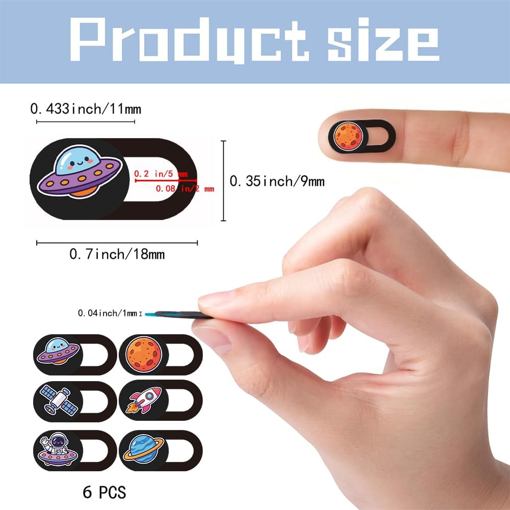 6Pcs 6 Styles Laptop Camera Cover Space 0.03 Inch Ultra Thin Webcam Cover Slide for Mini PC Phone Desktop Computer Tablet Notebook Plastic Durable Privacy Protectors for Home Office Use image 2