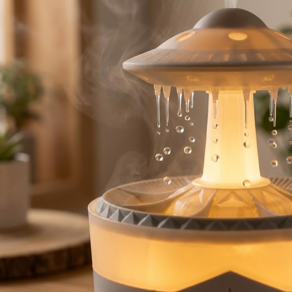UFO Tasarımlı Hava Nemlendirici ve Aroma Difüzör, Atmosfer Aydınlatmalı, Zamanlayıcılı, 145x189mm