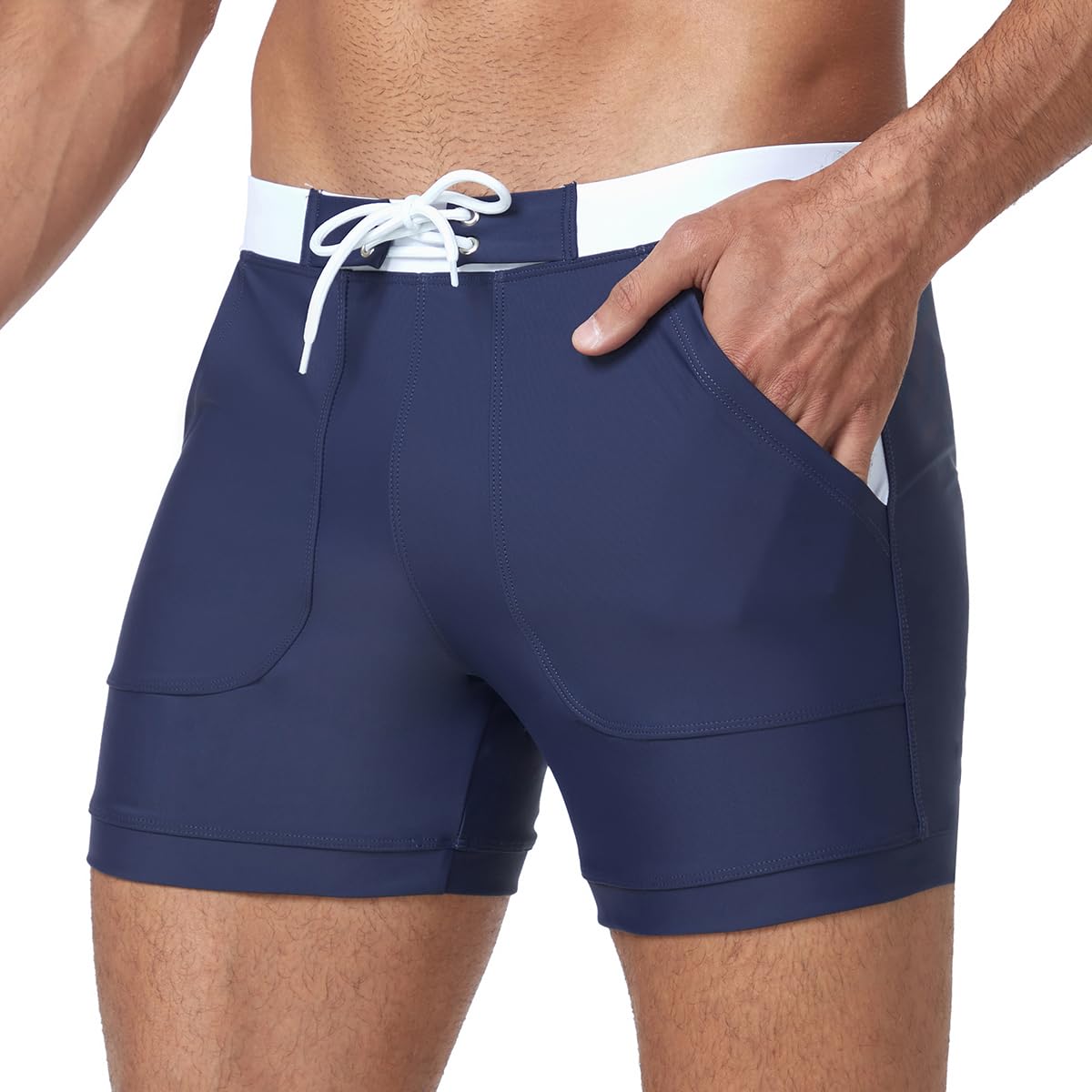 Short De Bain Homme AMZSPORT - Séchage Rapide, Anti-Chlore - Boxer De Plage Avec Cordon