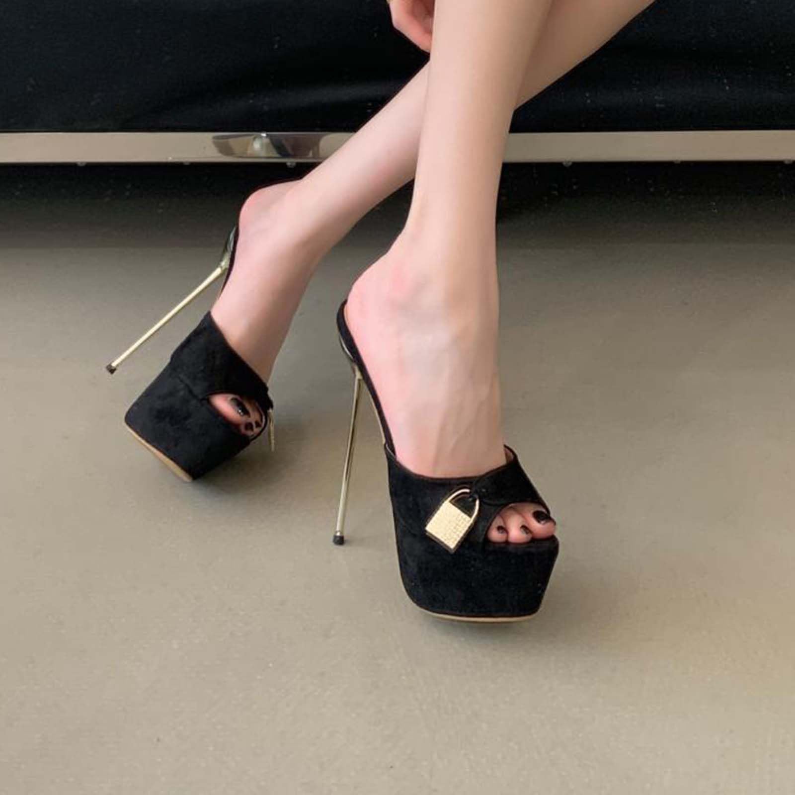 Vosswear Escarpins Plateaux élégants avec décor Cadenas Strass