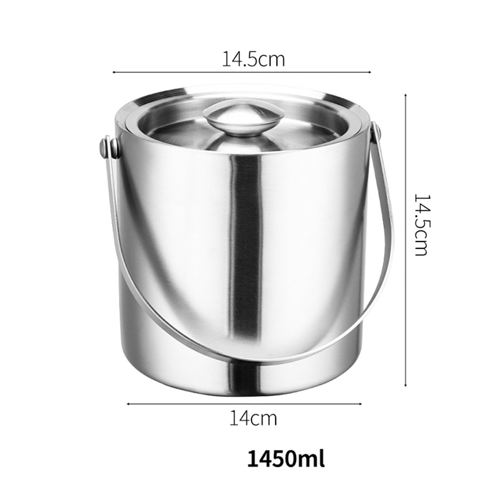 Cubo de hielo de acero inoxidable con asa y tapa, ideal para fiestas, eventos y entretenimiento, duradero, fácil de limpiar, diseño portátil