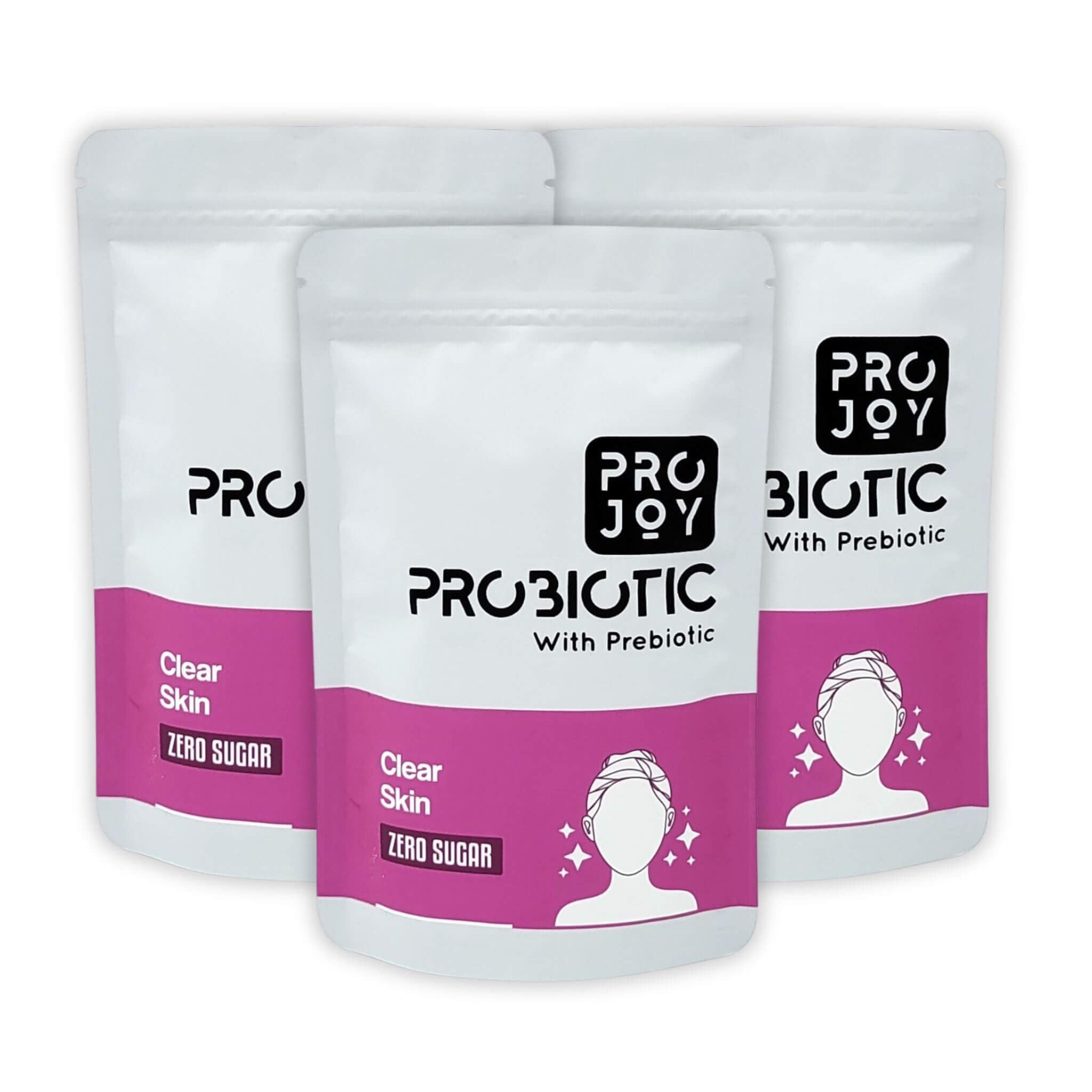Projoy Clear Skin Probiotic with Prebiotics for Healthy Nails, Youthful Glow and Acne-Free Skin | 20B CFU | 1g Prebiotic | Vanilla | No Added Sugar (Three 30 Sachet Packs)